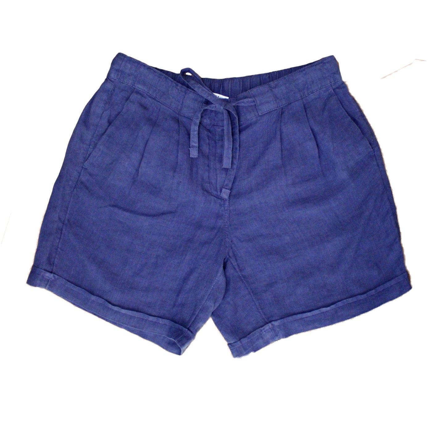 Lands End Women Size 8 Petite, Linen Market Shorts, Evening Sapphire Blue