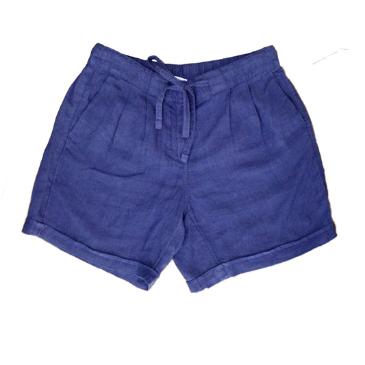 Lands End Women Size 8 Petite, Linen Market Shorts, Evening Sapphire Blue