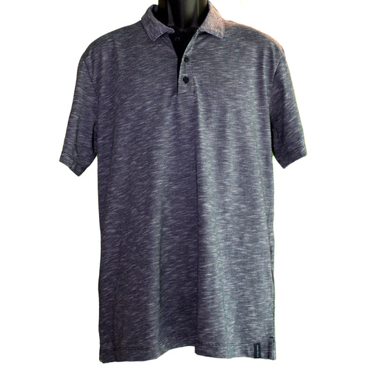 Perry Ellis Men Size M, Moisture Wicking Short Sleeve Slub Polo Shirt, Blue