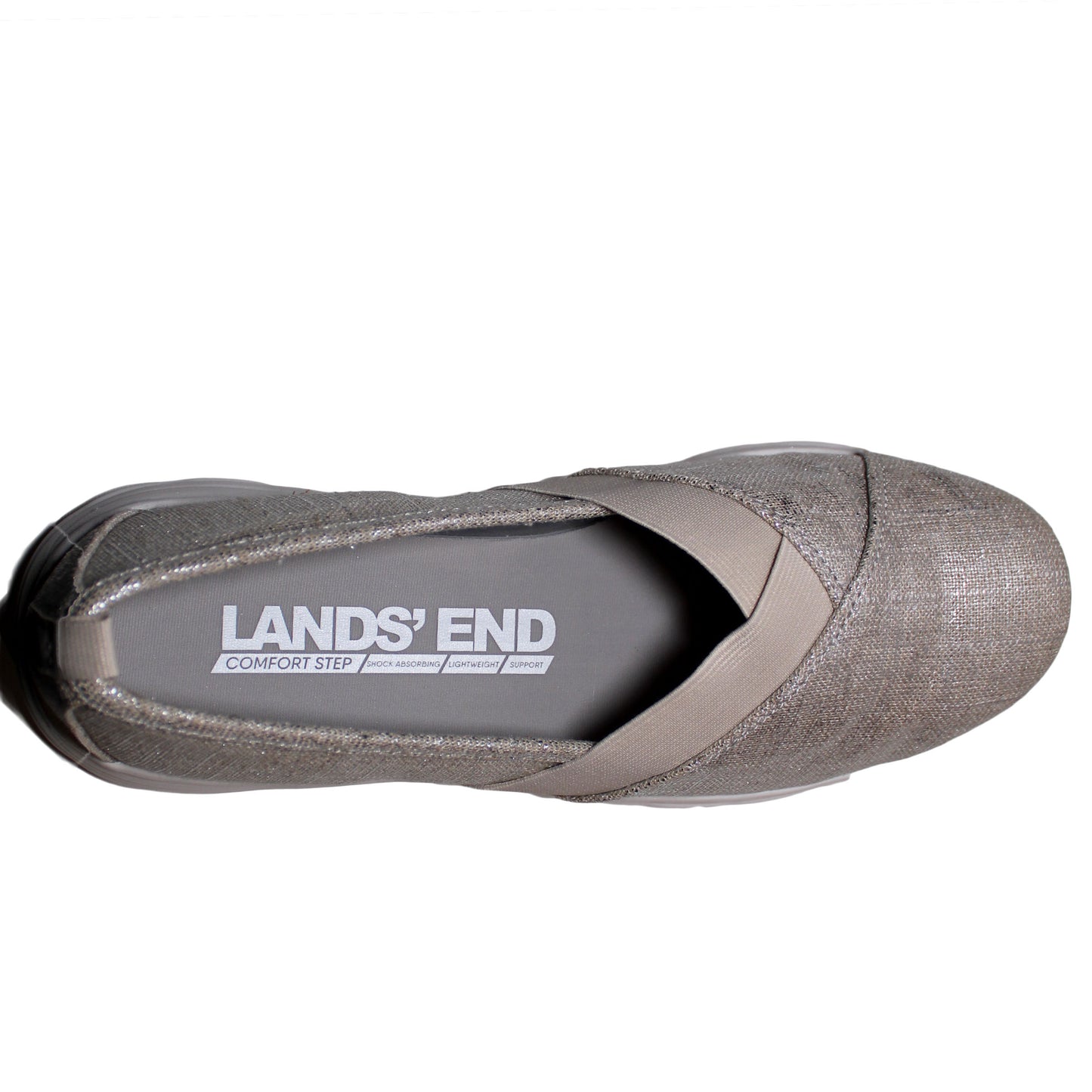 Lands End Womens Size 6.5 M, Lightweight Comfort Flat Loafer Shoes, Silver Beech