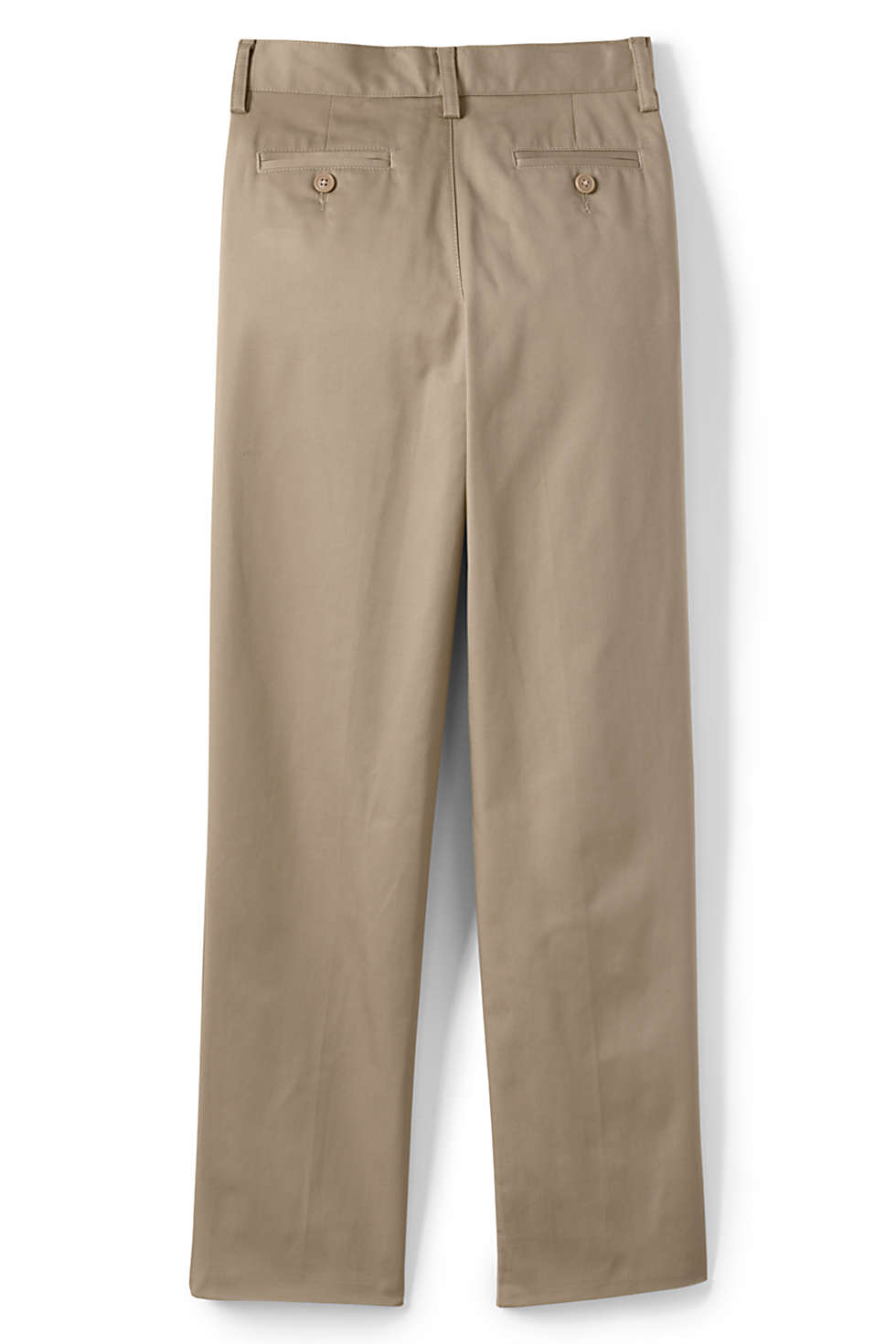 Lands End Uniform Young Men Size 28x26, Plain Front Chino Cuffed Pants, Khaki