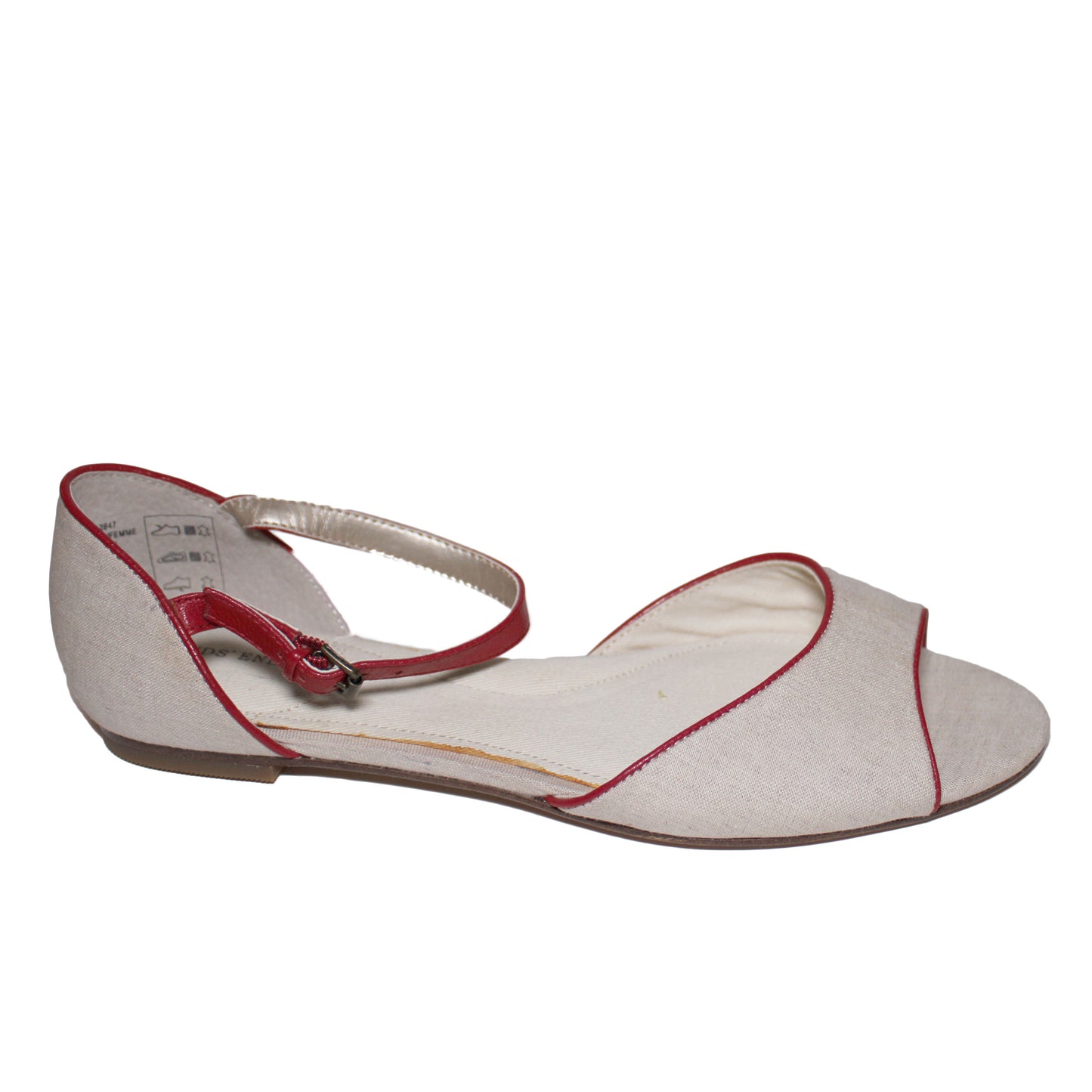 Lands End Women Size 7 B, Flat 2 Pc Sandal, Natural