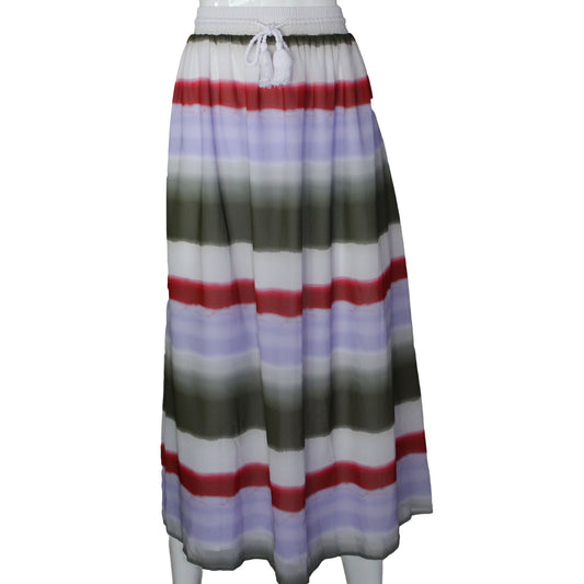 Lands End Women's Size 4 Petite, Woven Maxi Skirt, Pale Wisteria Stripe