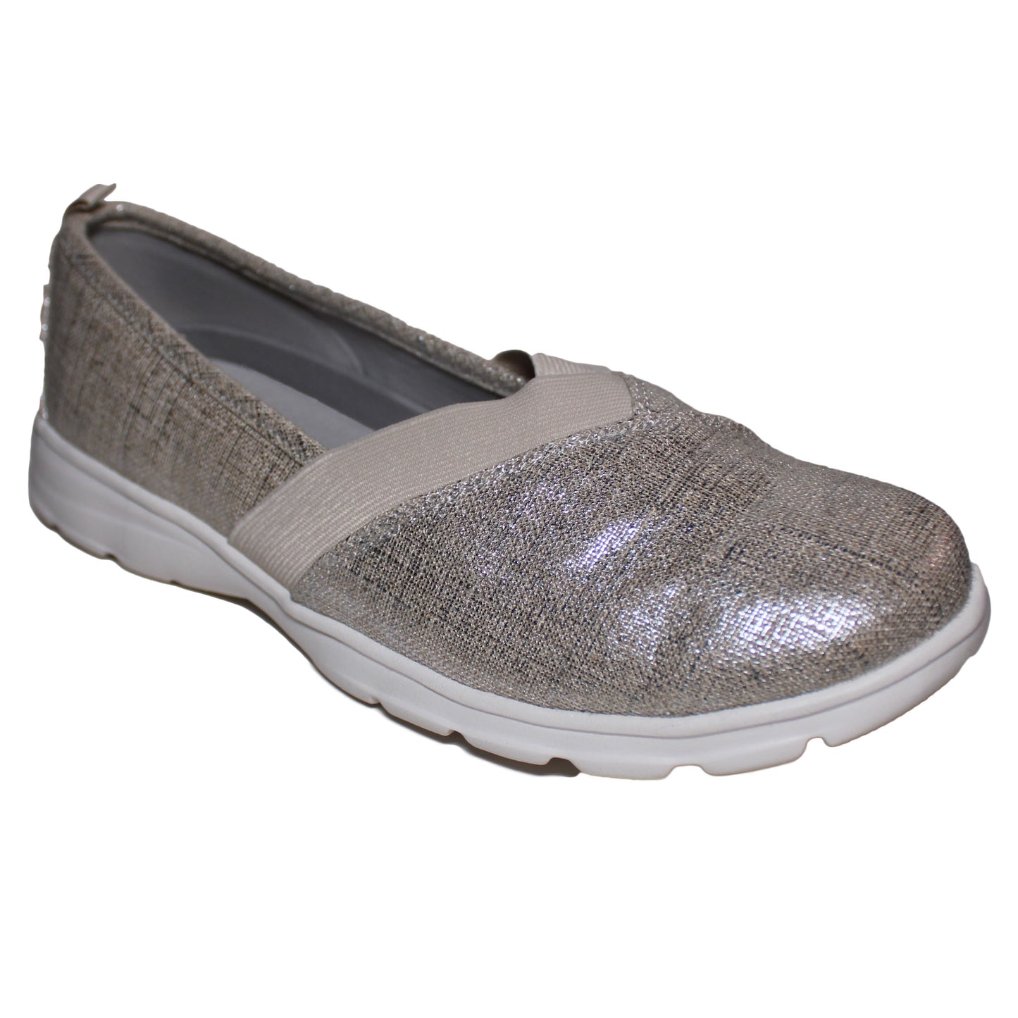 Lands End Womens Size 6.5 M, Lightweight Comfort Flat Loafer Shoes, Silver Beech