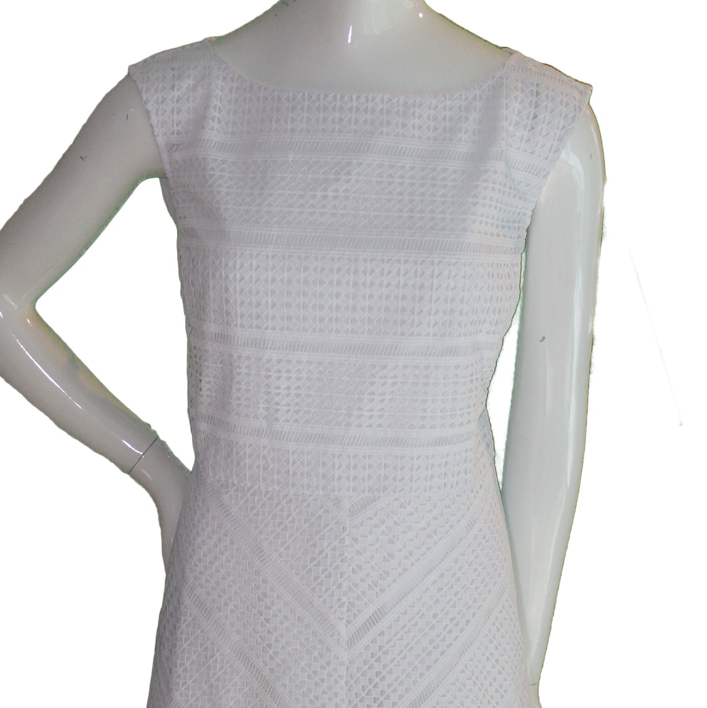 Lands End Women Size 16 Petite, Sleeveless Lace Dress, White