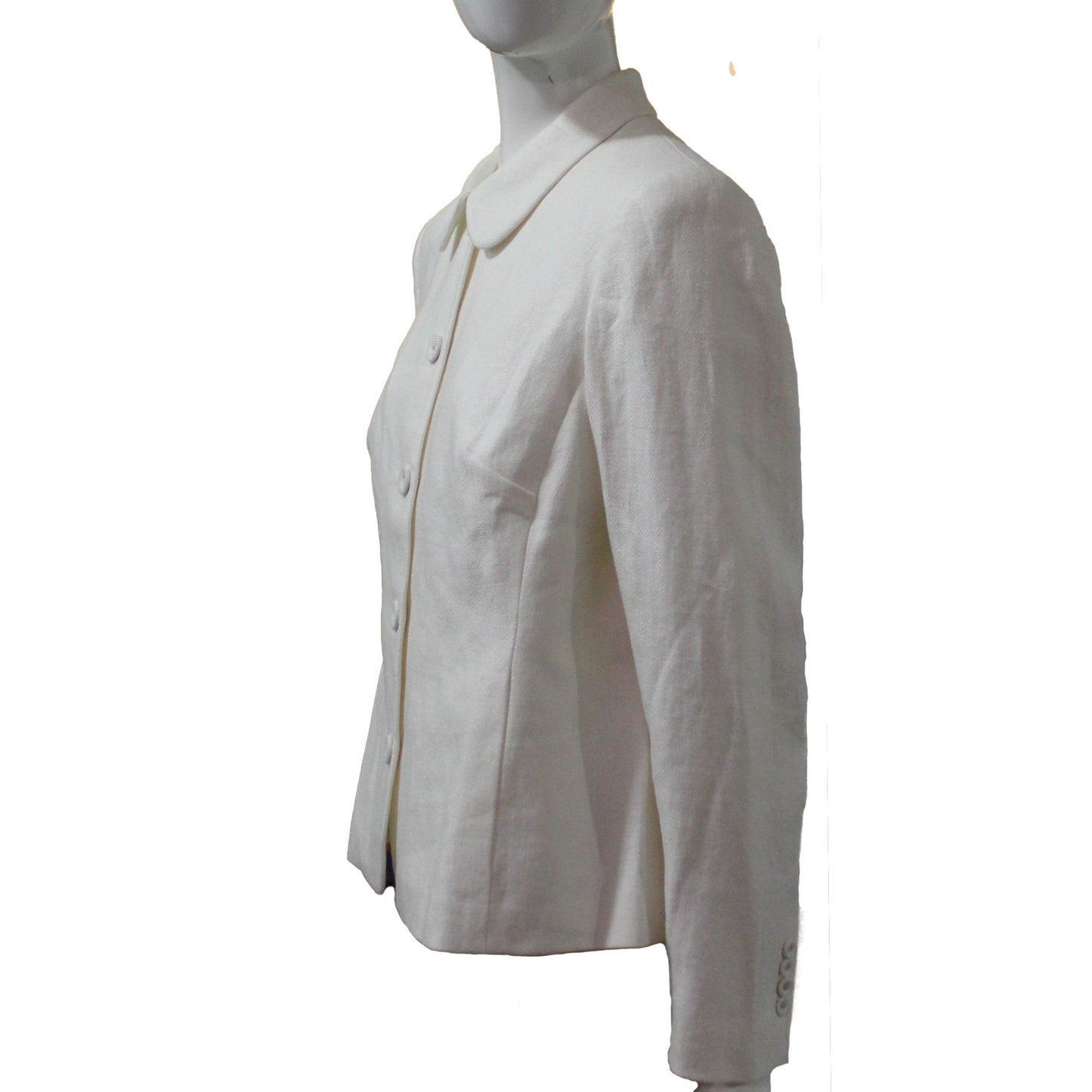 Lands End Women's Size 12 Petite, 5 Button Brushed Hopsack Blazer, Ivory