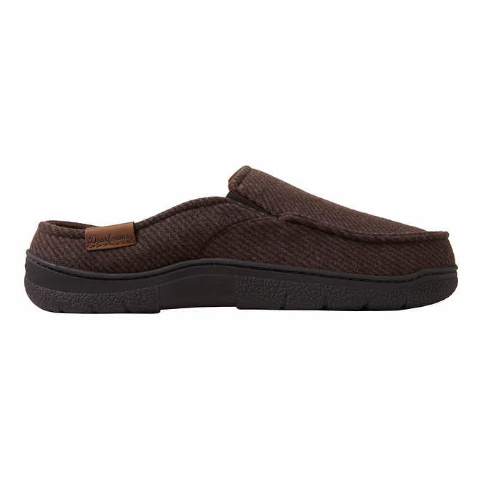 Dearfoams Mens Size Medium (9-10), Indoor/Outdoor Slipper Easy On/Off, Brown