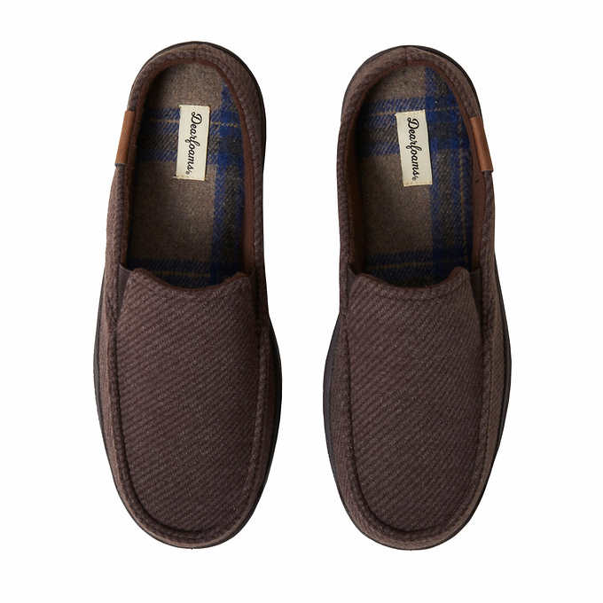 Dearfoams Mens Size Medium (9-10), Indoor/Outdoor Slipper Easy On/Off, Brown