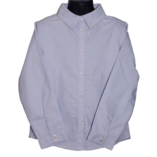 Lands End Uniform Little Girl Size 5, Long Sleeve Oxford Button Down Shirt, Blue