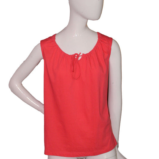Lands' End Women Size XL Petite, Gathered Shell Shirt, Coral Rock (pink)