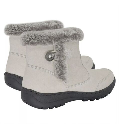 Khombu Iris Ladies Size 10, Faux Fur Trim Leather All Season Boot, Cream