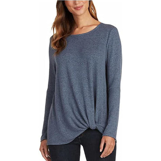 Max & Mia Women's Size Small Long Sleeve Side Twist Top, Denim Blue