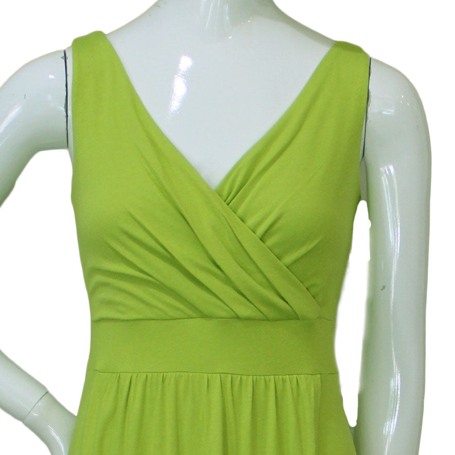 Lands End Size XXS (00-0) Petite Sleeveless Fit & Flare Maxi Dress, Lime Zest