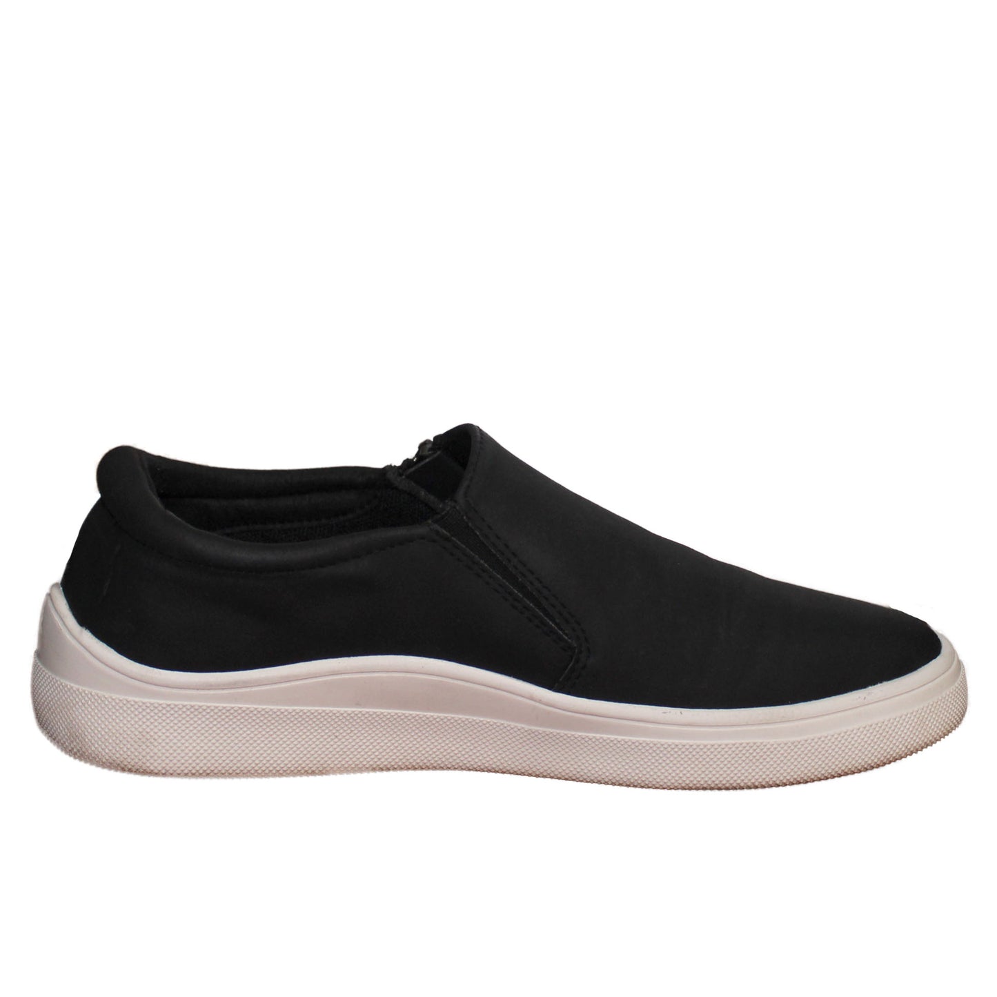 Kensie Ladies' Size 7 Faux Suede Slip on Side Zip Sneaker, Black, Customer Return