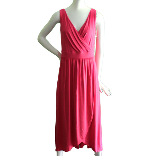 Lands End Size Small (6-8) Petite Fit & Flare Maxi Dress, Hot Pink