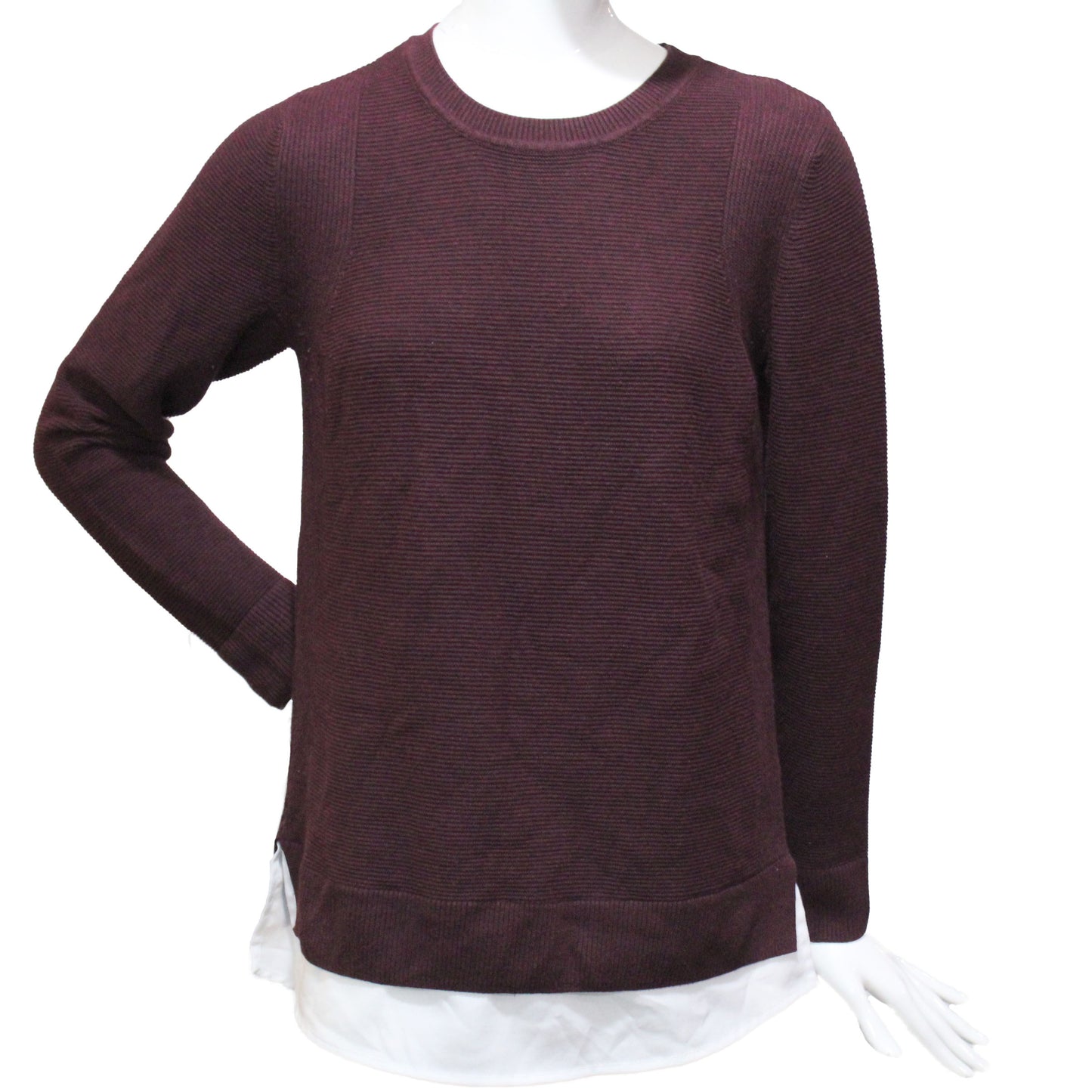 Hilary Radley 2-Fer Sweater Women's Size Small, Maroon Wine, Customer Return