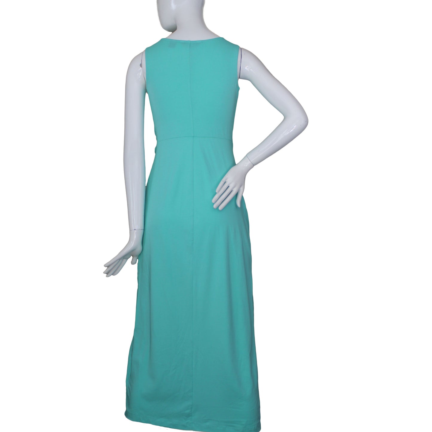 Lands End Women Size XXS (00-0) Petite Sleeveless Knot Waist Maxi Dress, Aqua