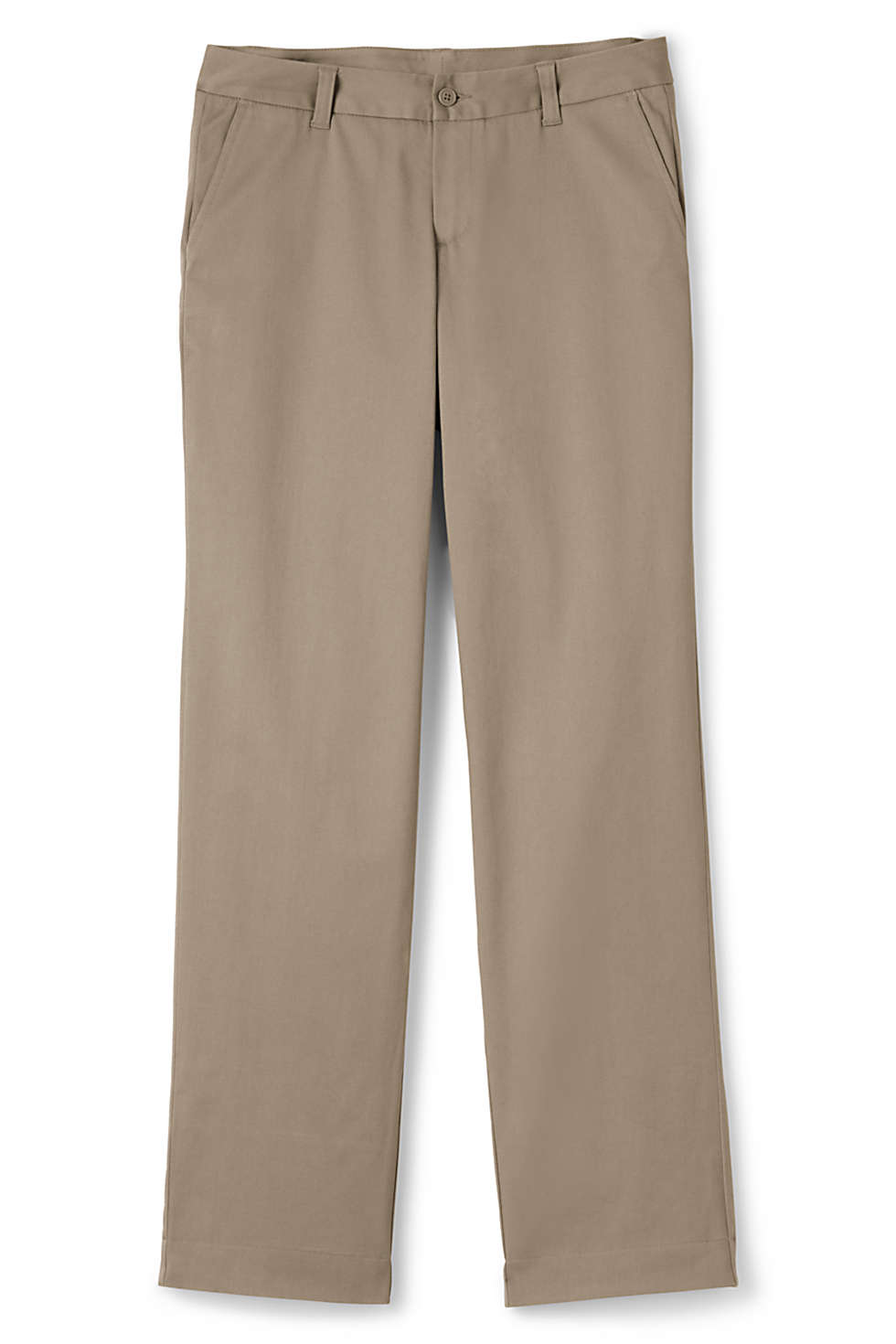 Lands End Uniform Junior Size 1, 32" Inseam Stretch Chino Pant, Khaki