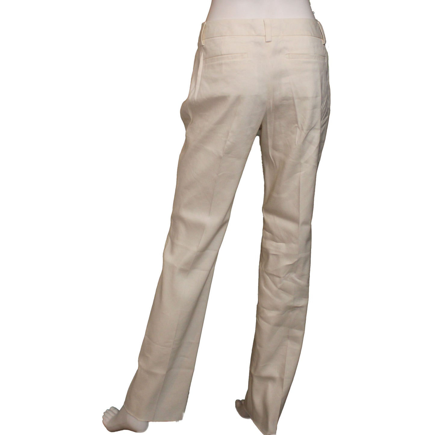 Lands' End Women Size 2 Petite, Career Linen Trouser Pants, Unhemmed, Off-White