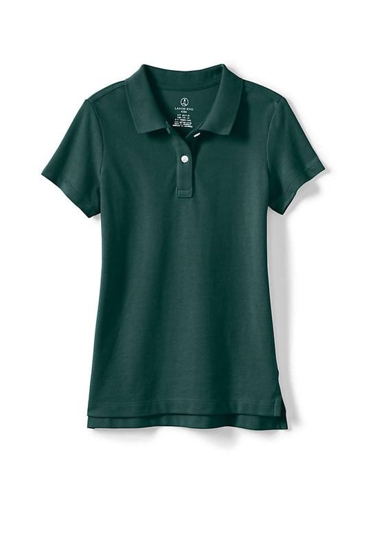 Lands End Girl's Small (7-8) Short Sleeve Feminine Fit Mesh Polo Shirt, Evergreen