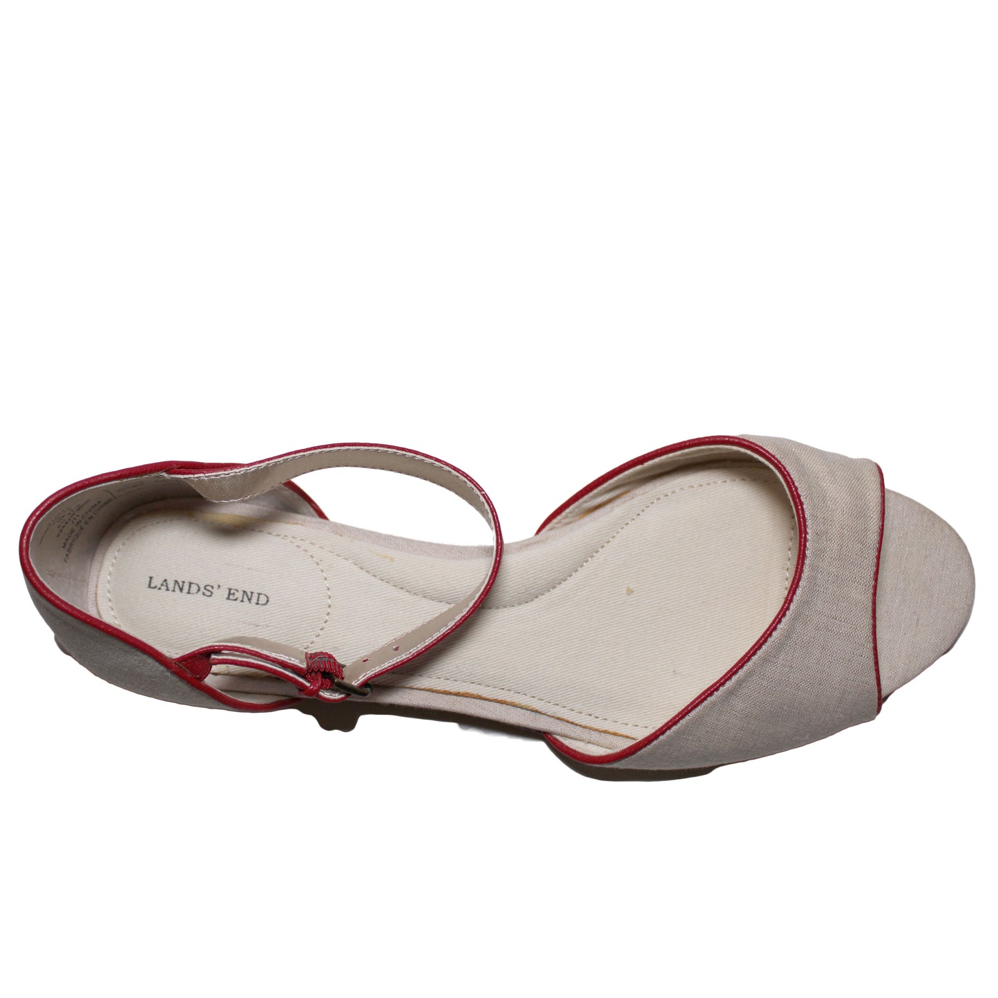 Lands End Women Size 7 B, Flat 2 Pc Sandal, Natural