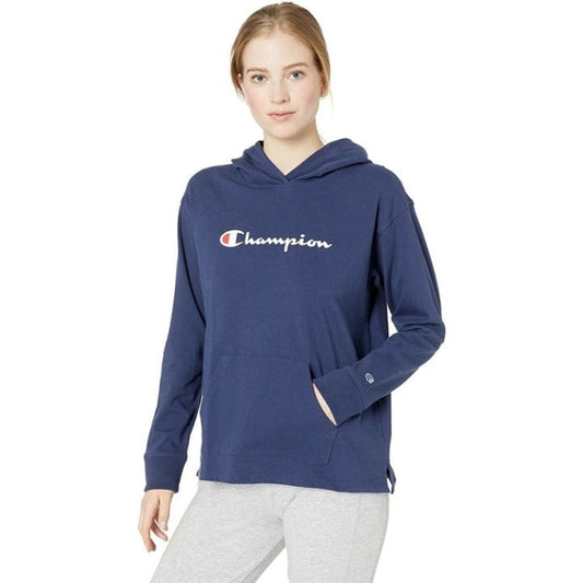 Champion Ladies' Size Small Lightweight Jersey Hoodie, Blue