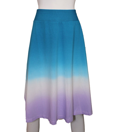 Lands' End Women's Size XXS 00/0 Petite, Knit Midi Skirt, Teal-Purple-White