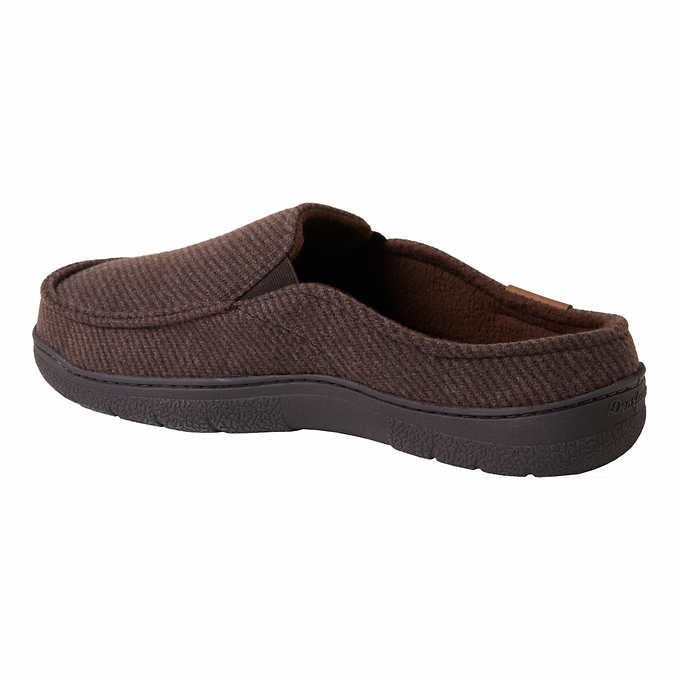 Dearfoams Mens Size Medium (9-10), Indoor/Outdoor Slipper Easy On/Off, Brown