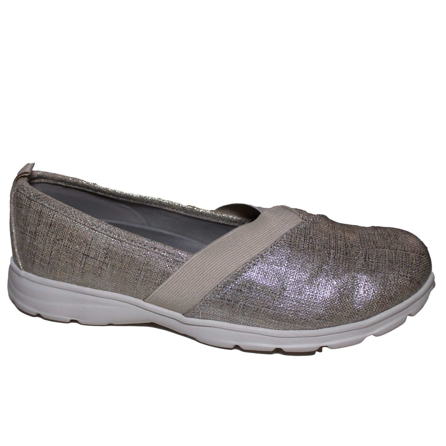 Lands End Womens Size 6.5 M, Lightweight Comfort Flat Loafer Shoes, Silver Beech