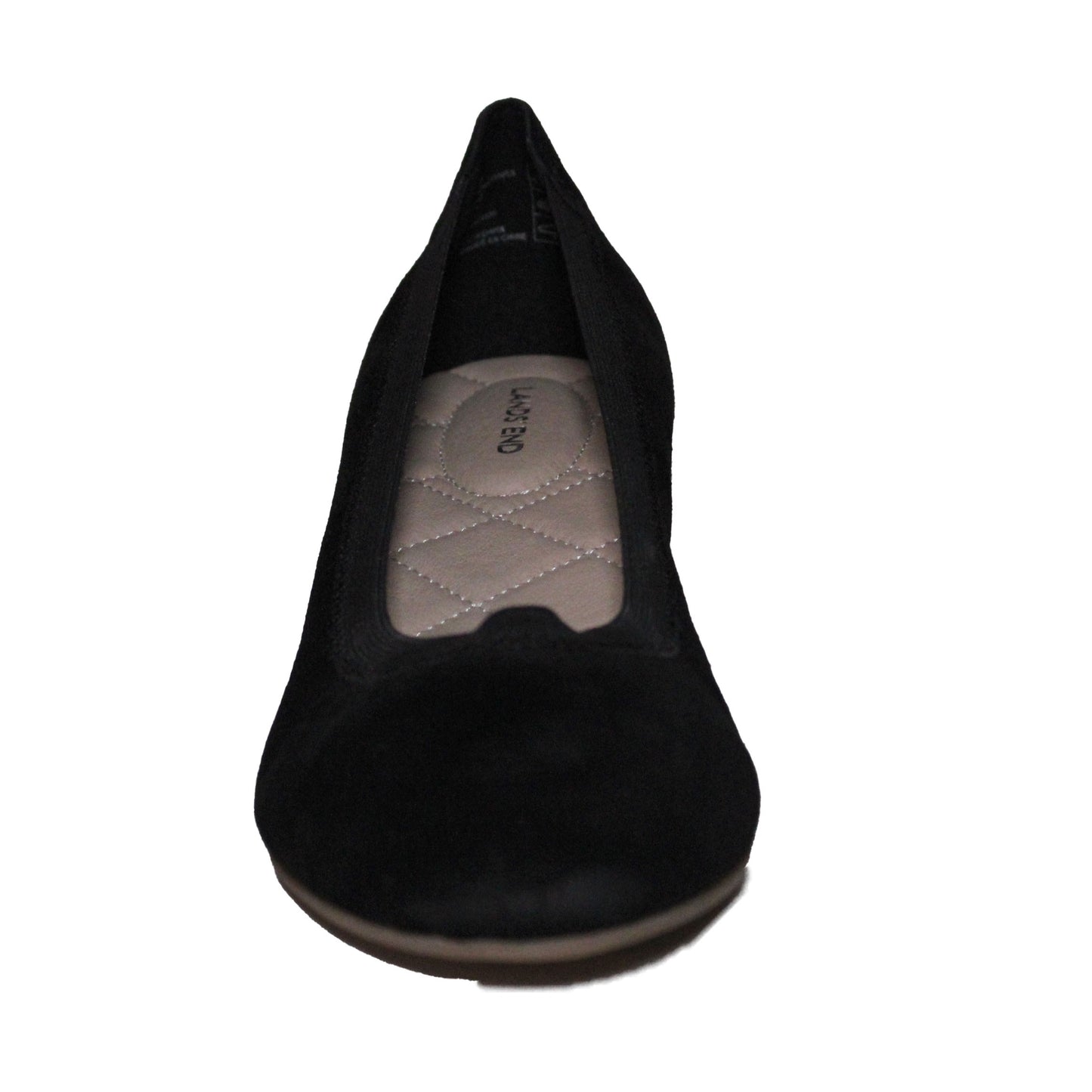 Lands' End Women's Size 9.5, Suede Comfort Elastic Wedge Shoes, Black