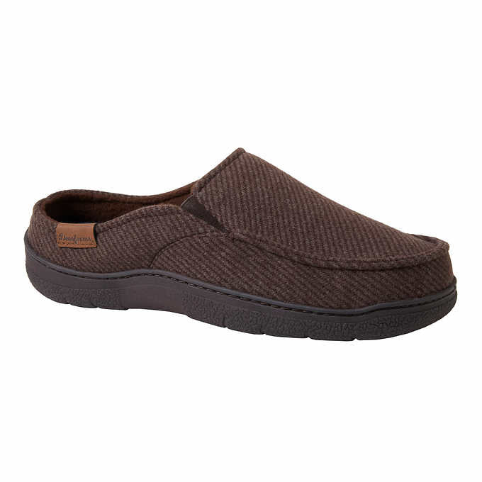 Dearfoams Mens Size Medium (9-10), Indoor/Outdoor Slipper Easy On/Off, Brown