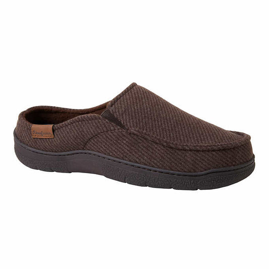 Dearfoams Mens Size Medium (9-10), Indoor/Outdoor Slipper Easy On/Off, Brown