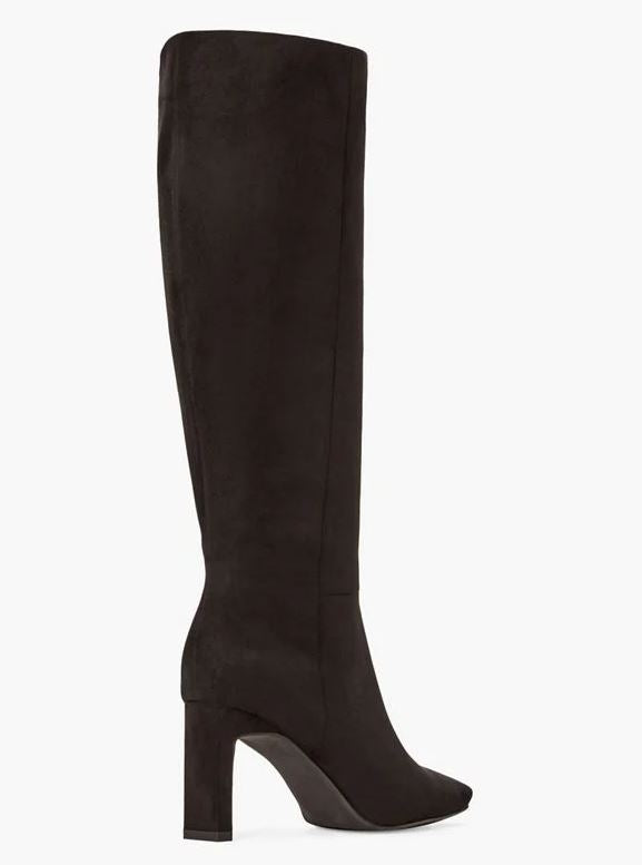 JUSTFAB EVELYN Women's Size US 9.5 M, Tall Heeled Boot, Black Faux Suede, Customer Return