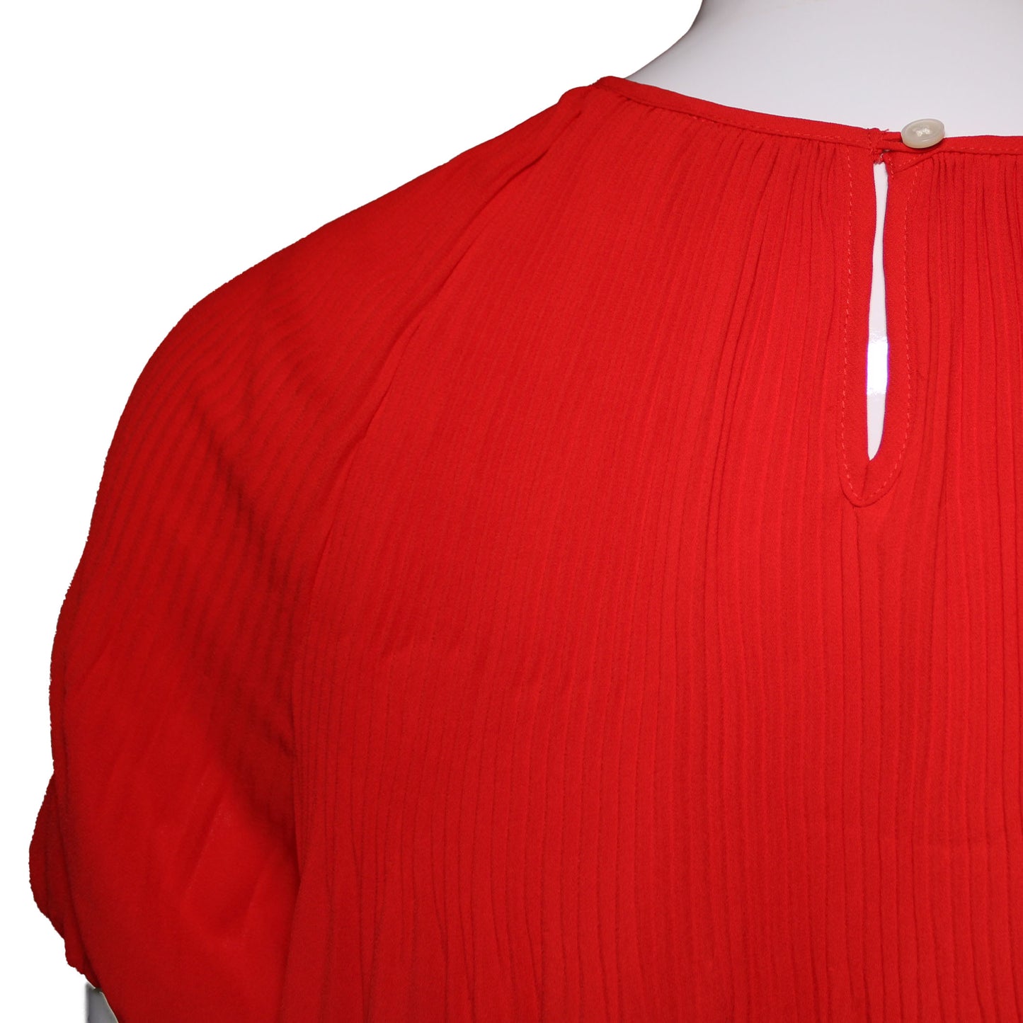 Lands' End Women Size 18 Petite, Short Sleeve Accordion Pleated Blouse, Red