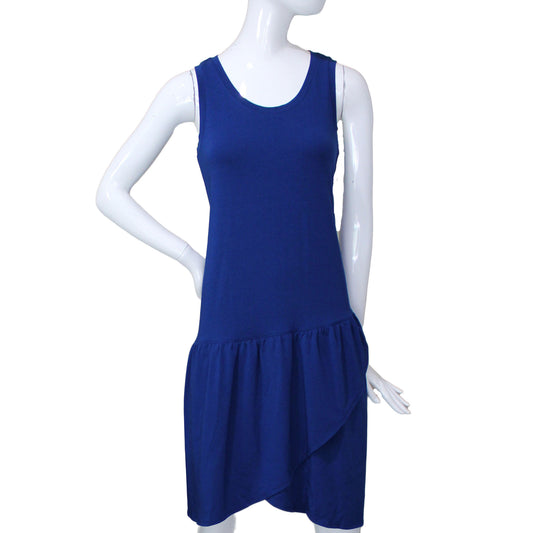 Lands End Women's X-Small 2-4 Petite Knit Tank Flounce Dress, Deep Lapis Blue